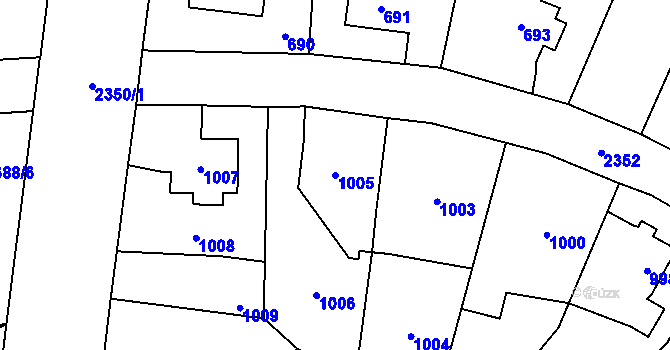 Parcela st. 1005 v KÚ Suchdol, Katastrální mapa