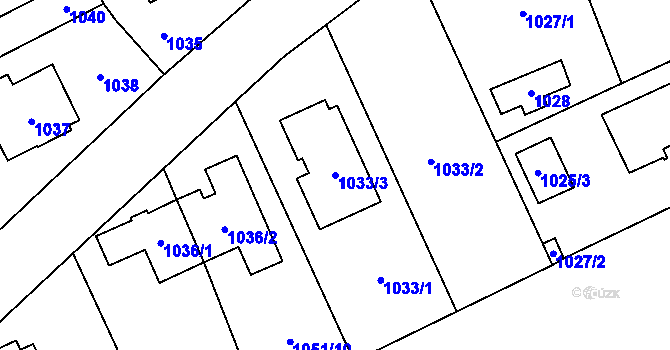 Parcela st. 1033/3 v KÚ Suchdol, Katastrální mapa