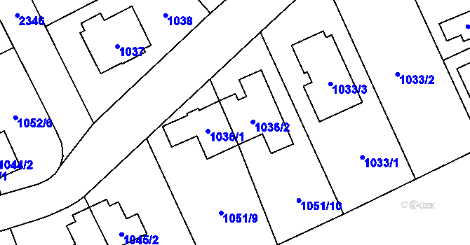 Parcela st. 1036/2 v KÚ Suchdol, Katastrální mapa