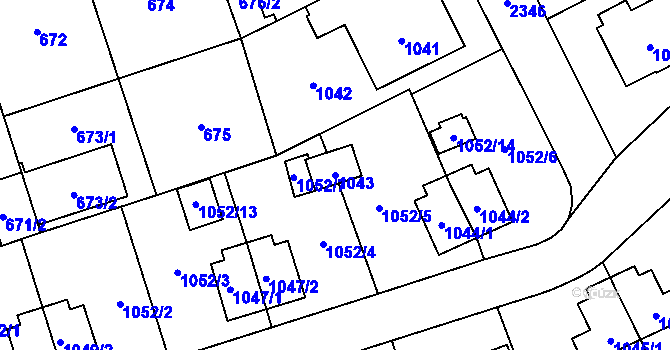 Parcela st. 1043 v KÚ Suchdol, Katastrální mapa