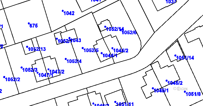 Parcela st. 1044/1 v KÚ Suchdol, Katastrální mapa