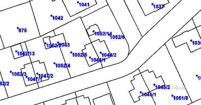 Parcela st. 1044/2 v KÚ Suchdol, Katastrální mapa