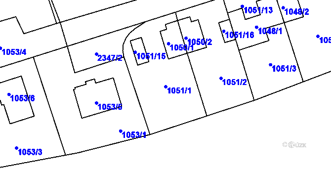 Parcela st. 1051/1 v KÚ Suchdol, Katastrální mapa