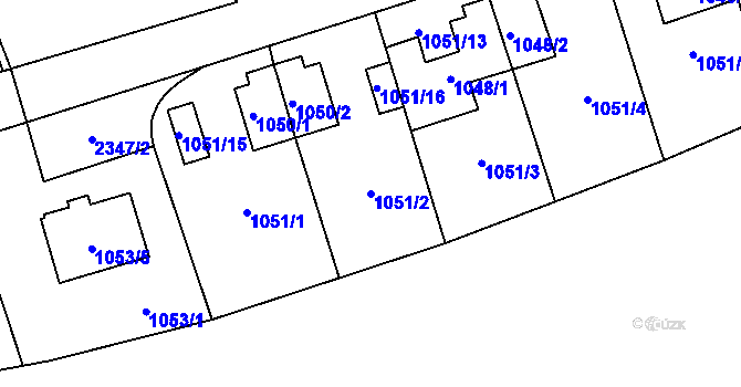 Parcela st. 1051/2 v KÚ Suchdol, Katastrální mapa