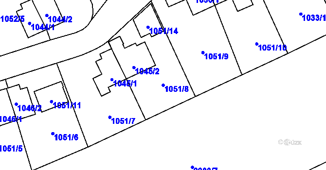 Parcela st. 1051/8 v KÚ Suchdol, Katastrální mapa