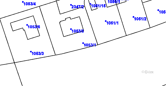 Parcela st. 1053/1 v KÚ Suchdol, Katastrální mapa