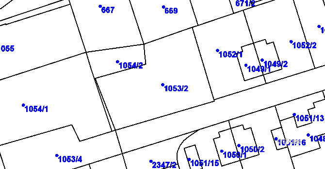 Parcela st. 1053/2 v KÚ Suchdol, Katastrální mapa