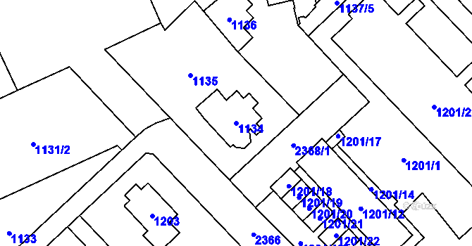 Parcela st. 1134 v KÚ Suchdol, Katastrální mapa