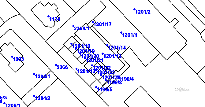 Parcela st. 1201/12 v KÚ Suchdol, Katastrální mapa