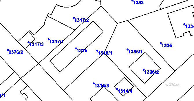 Parcela st. 1316/1 v KÚ Suchdol, Katastrální mapa