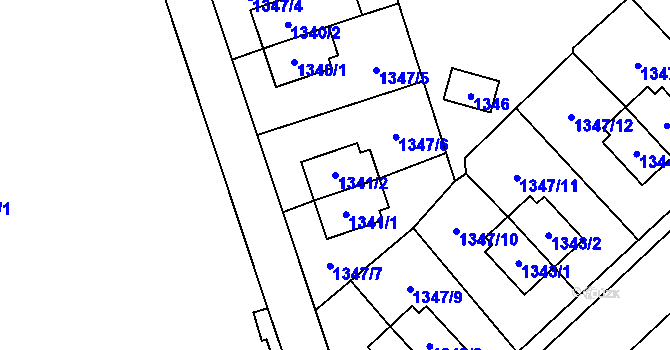 Parcela st. 1341/2 v KÚ Suchdol, Katastrální mapa