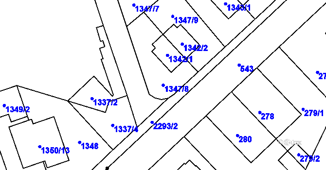 Parcela st. 1347/8 v KÚ Suchdol, Katastrální mapa