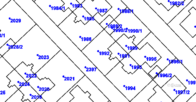 Parcela st. 1992 v KÚ Suchdol, Katastrální mapa