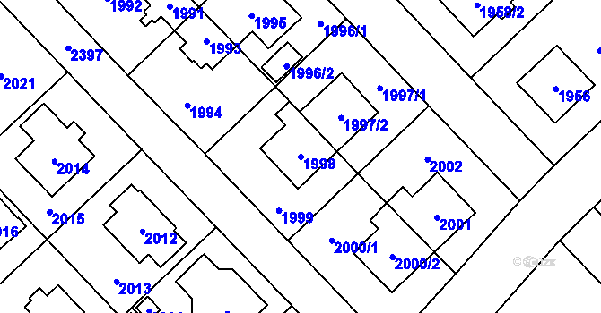 Parcela st. 1998 v KÚ Suchdol, Katastrální mapa