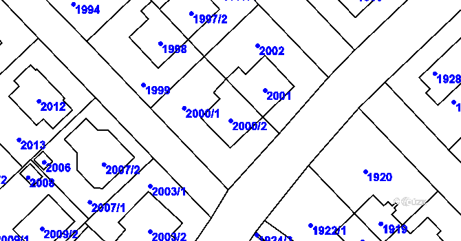 Parcela st. 2000/2 v KÚ Suchdol, Katastrální mapa