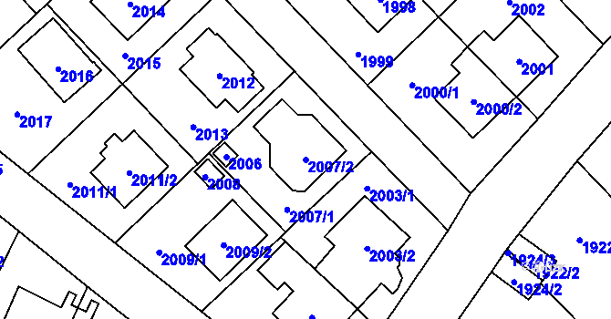 Parcela st. 2007/2 v KÚ Suchdol, Katastrální mapa