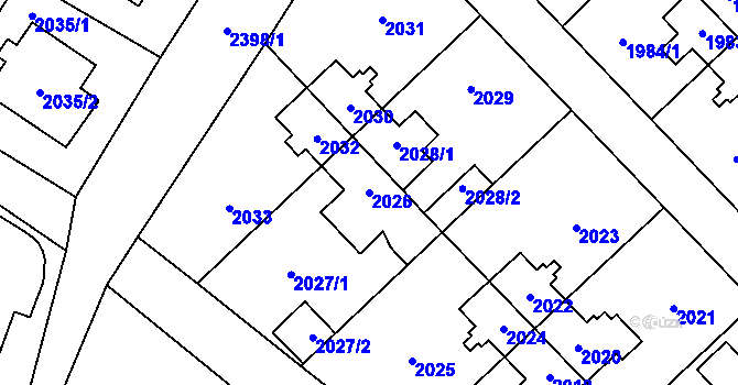 Parcela st. 2026 v KÚ Suchdol, Katastrální mapa