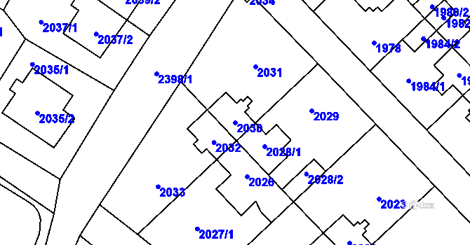 Parcela st. 2030 v KÚ Suchdol, Katastrální mapa