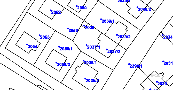 Parcela st. 2037/1 v KÚ Suchdol, Katastrální mapa