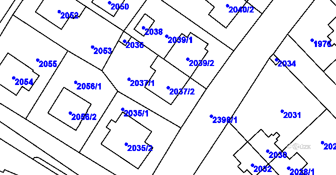 Parcela st. 2037/2 v KÚ Suchdol, Katastrální mapa