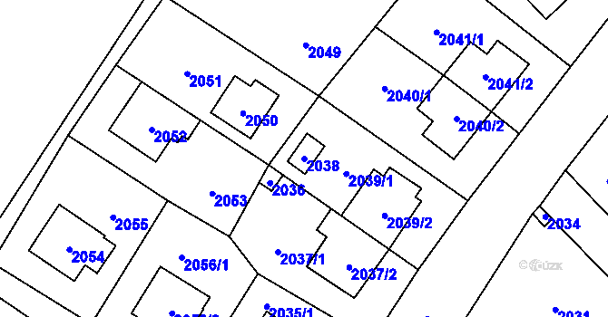 Parcela st. 2038 v KÚ Suchdol, Katastrální mapa