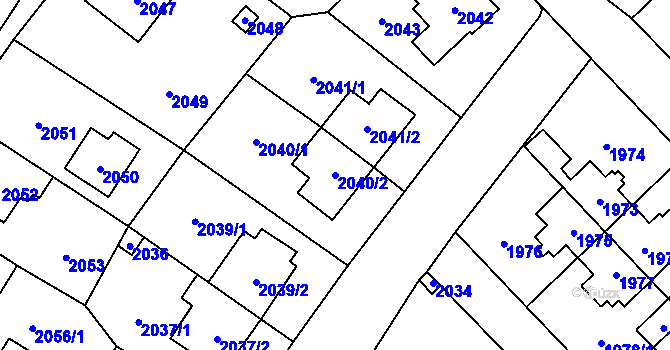 Parcela st. 2040/2 v KÚ Suchdol, Katastrální mapa