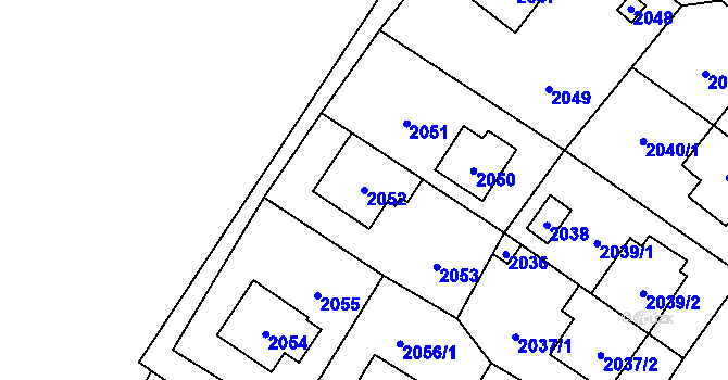 Parcela st. 2052 v KÚ Suchdol, Katastrální mapa