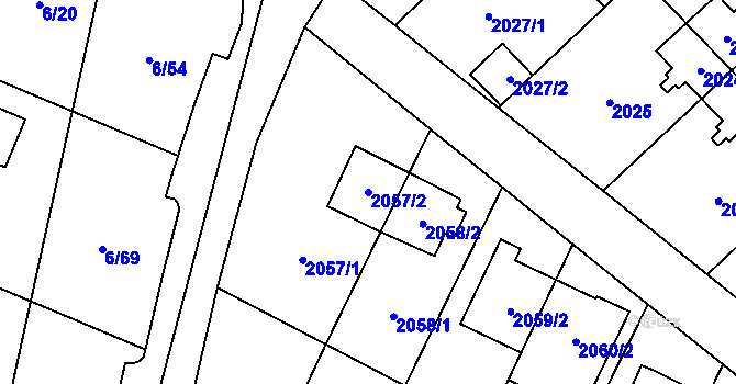 Parcela st. 2057/2 v KÚ Suchdol, Katastrální mapa