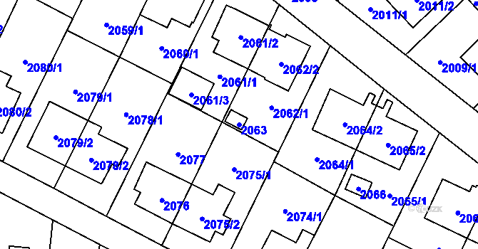 Parcela st. 2063 v KÚ Suchdol, Katastrální mapa