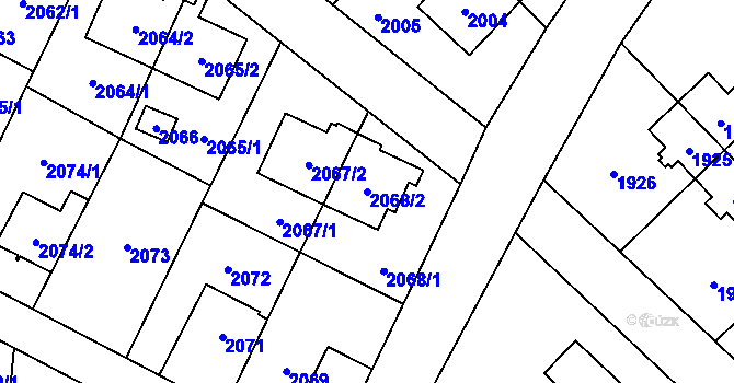 Parcela st. 2068/2 v KÚ Suchdol, Katastrální mapa