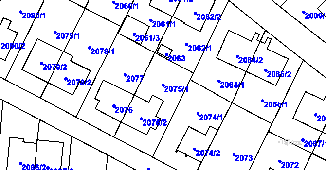 Parcela st. 2075/1 v KÚ Suchdol, Katastrální mapa