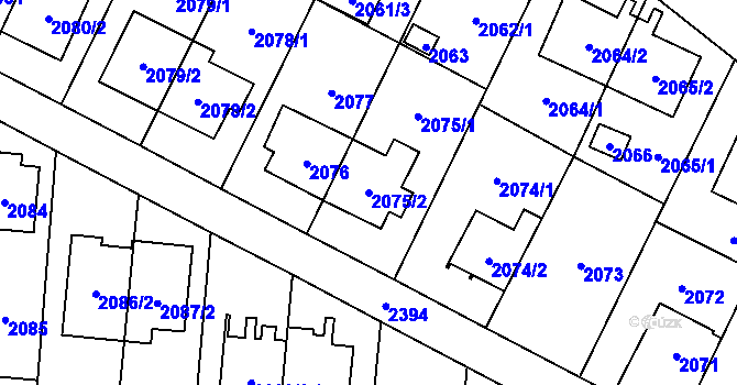Parcela st. 2075/2 v KÚ Suchdol, Katastrální mapa