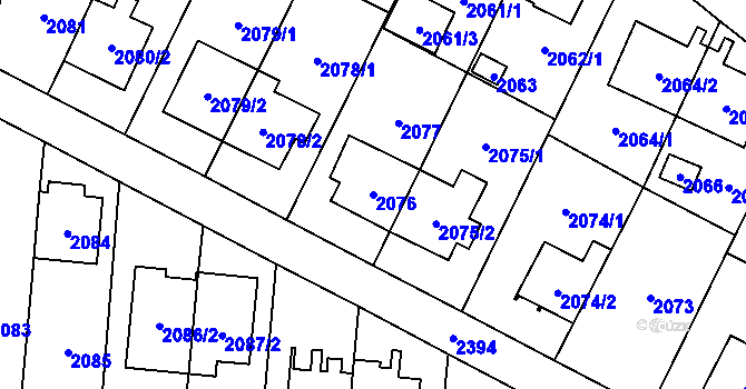 Parcela st. 2076 v KÚ Suchdol, Katastrální mapa