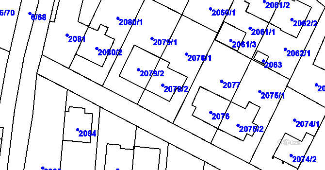 Parcela st. 2078/2 v KÚ Suchdol, Katastrální mapa