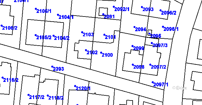 Parcela st. 2100 v KÚ Suchdol, Katastrální mapa