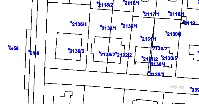 Parcela st. 2134/2 v KÚ Suchdol, Katastrální mapa