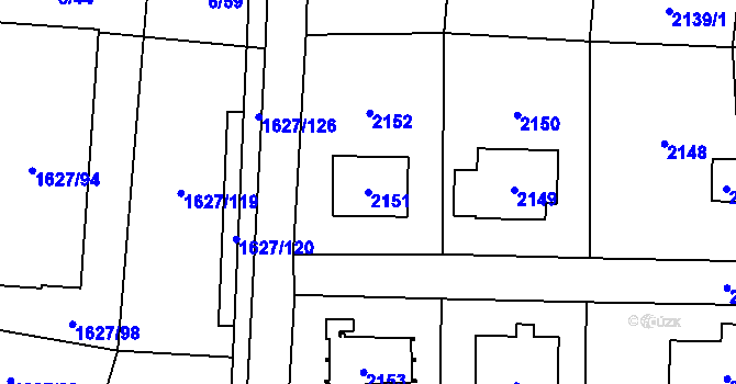 Parcela st. 2151 v KÚ Suchdol, Katastrální mapa