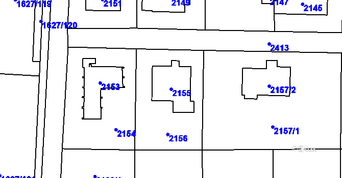 Parcela st. 2155 v KÚ Suchdol, Katastrální mapa