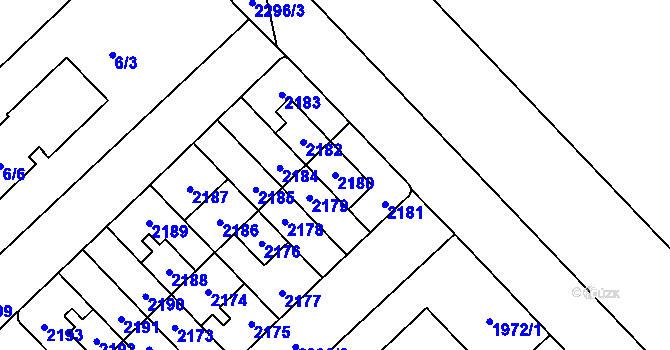Parcela st. 2180 v KÚ Suchdol, Katastrální mapa