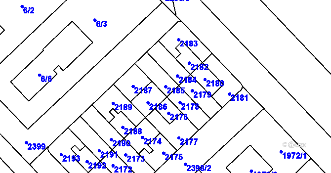 Parcela st. 2185 v KÚ Suchdol, Katastrální mapa