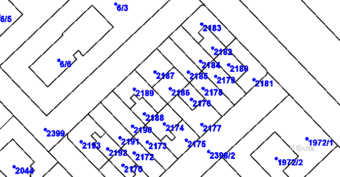 Parcela st. 2186 v KÚ Suchdol, Katastrální mapa