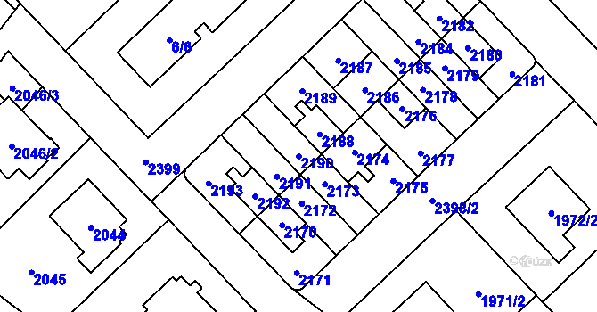 Parcela st. 2190 v KÚ Suchdol, Katastrální mapa