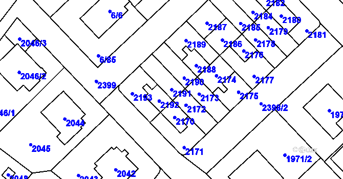 Parcela st. 2191 v KÚ Suchdol, Katastrální mapa