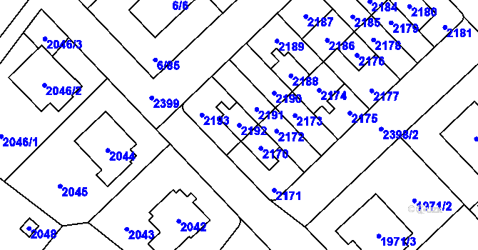 Parcela st. 2192 v KÚ Suchdol, Katastrální mapa
