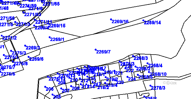 Parcela st. 2269/7 v KÚ Suchdol, Katastrální mapa