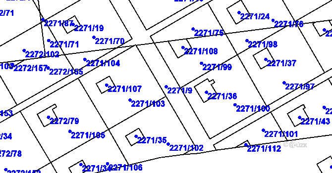 Parcela st. 2271/9 v KÚ Suchdol, Katastrální mapa