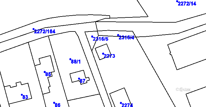 Parcela st. 2273 v KÚ Suchdol, Katastrální mapa