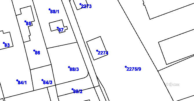 Parcela st. 2274 v KÚ Suchdol, Katastrální mapa