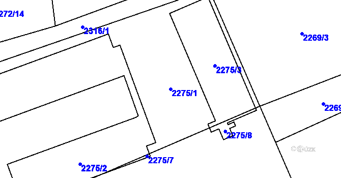 Parcela st. 2275/1 v KÚ Suchdol, Katastrální mapa