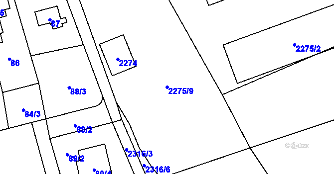Parcela st. 2275/9 v KÚ Suchdol, Katastrální mapa